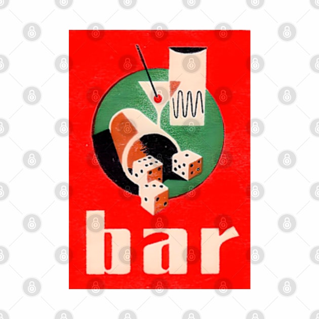 Bar Sign - Cocktail Martini & Dice 1950s by Desert Owl Designs