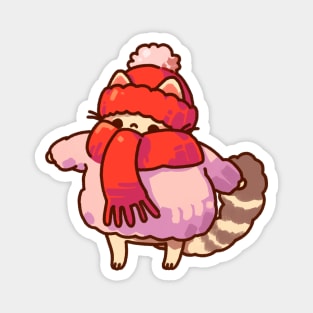 Kitty Bundled up in a Huge Winter Coat Magnet