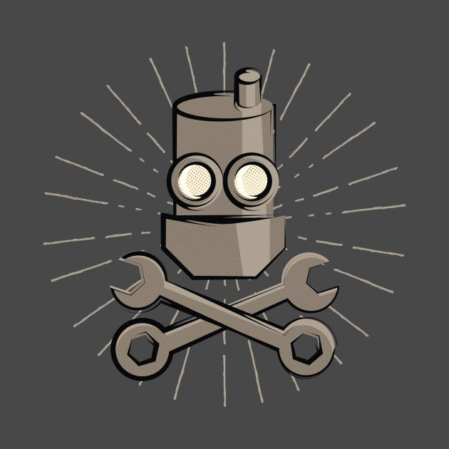 Smiling Pirate Robot Crossbones by cogwurx