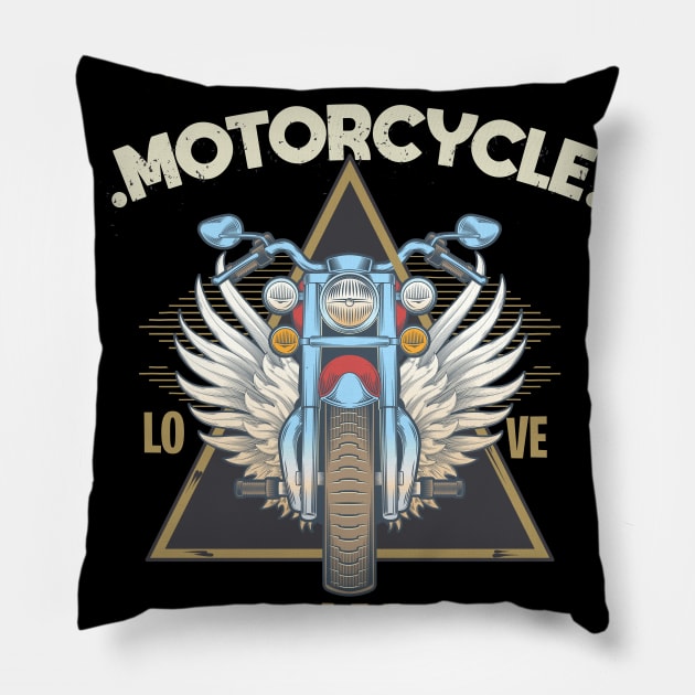 I Don't snore I Dream I am A MOTORCYCLE ,Motorcycle With Angel Wings Pillow by JHFANART