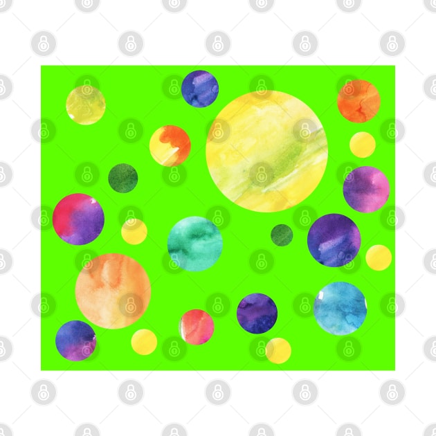 Green watercolor dots design - abstract by lausn