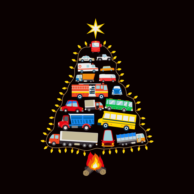 Firefighter Fire Truck Christmas Tree Xmas Tshirt by saugiohoc994