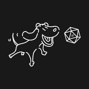 Dog with D20 Dice TRPG Tabletop RPG Gaming Addict T-Shirt