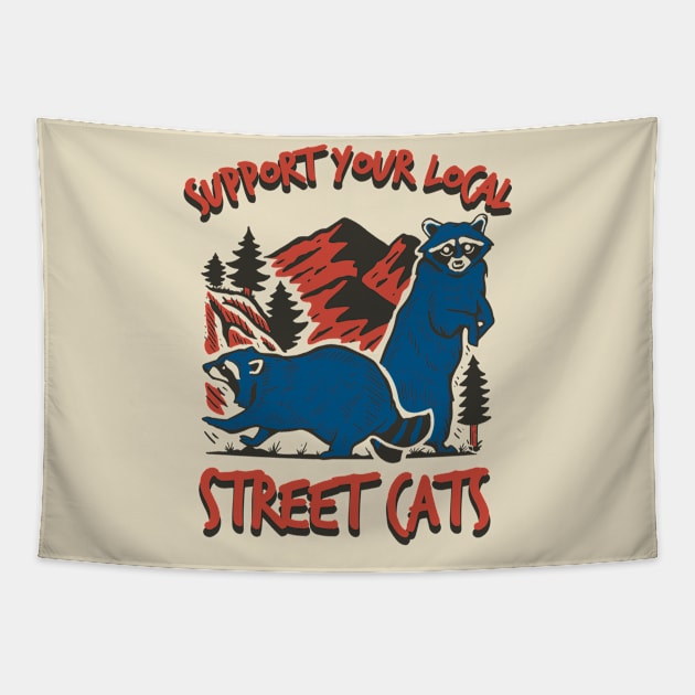 Vintage Support Your Local Street Cats Tapestry by Clawmarks