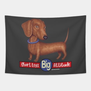 Doxie cute awesome attitude Dachshund with Blue Collar Tapestry