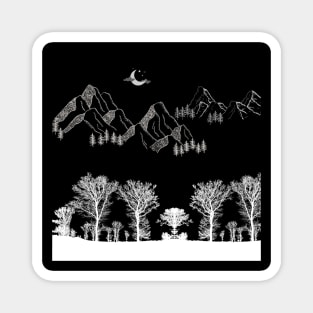 Black and White Landscape Background Magnet