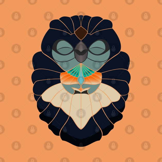 Praying Owl Deep Blue by SunGraphicsLab