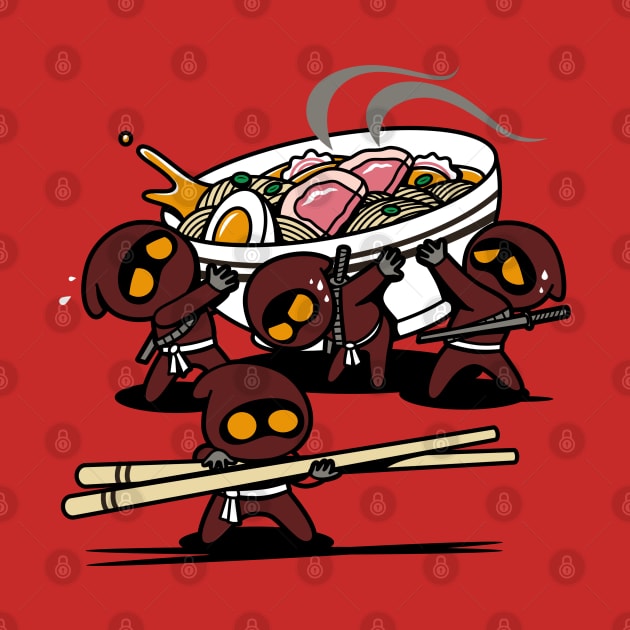 Cute Funny Sci-fi Alien Ninjas Stealing Ramen Gift For Ramen Lovers by BoggsNicolas