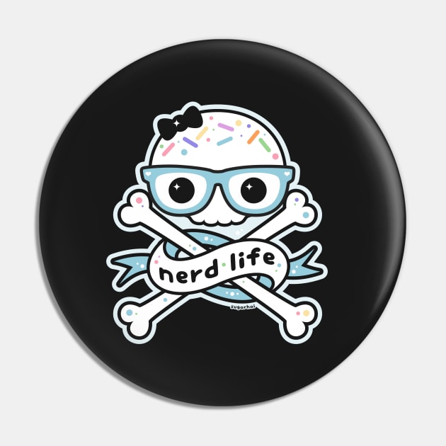 Nerd Life Skull and Crossbones Pin by sugarhai