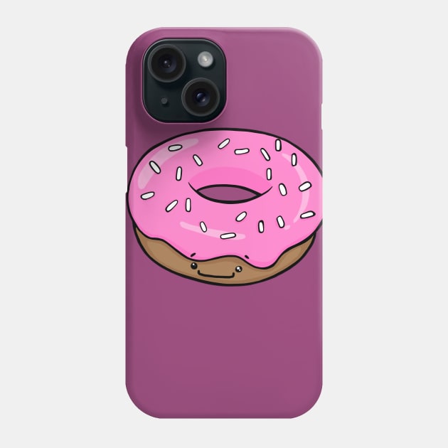 Cute Strawberry Kawaii Donut with White Sprinkles Phone Case by Fun4theBrain