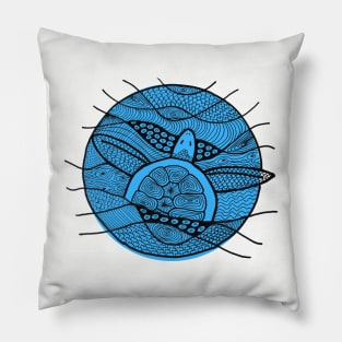 Sea Turtle in blue Pillow