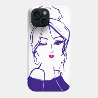 wink girl with pink lipstick Phone Case