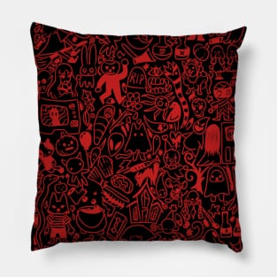 Halloween doodle (red) Pillow