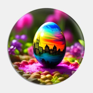 City in Easter Egg Pin