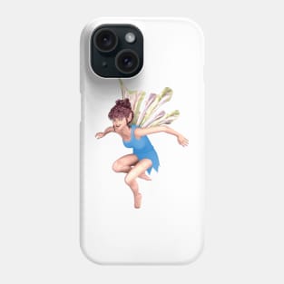 Let's Play elf fairy faerie jumping in blue with butterfly wings Phone Case