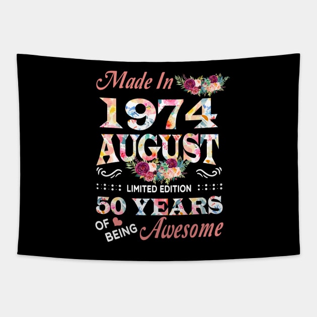 August Flower Made In 1974 50 Years Of Being Awesome Tapestry by Kontjo