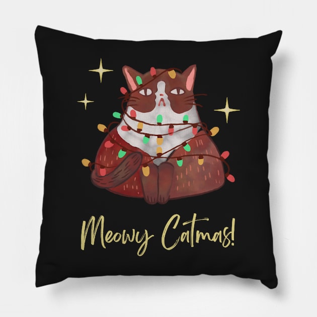 Meowy Catmas! Pillow by hexchen09