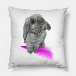 Gorgeous seal point mini lop bunny on a pastel rainbow! Pillow