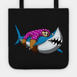 Lazy Sloth Riding Shark Tote