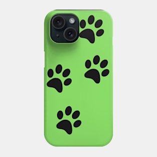 Black Pawprints on Light Green Phone Case