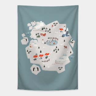 Winter Country Map 1 Tapestry