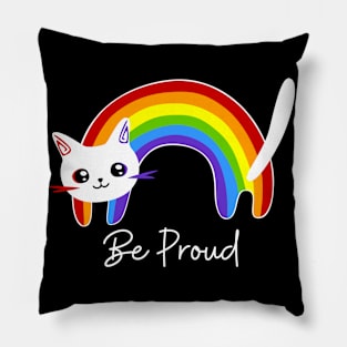 Cat be proud lgbt, Rainbow Pride Cat, funny Cat LGBTQ colorful, kawaii cute cat Lgbt, cat lover gift Pillow