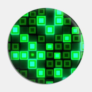 Green Blocky Gamer Pattern Design Pin