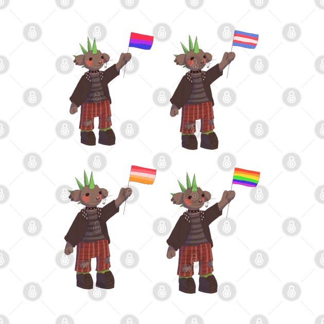 Punk mice holding pride flags by annoyingarts