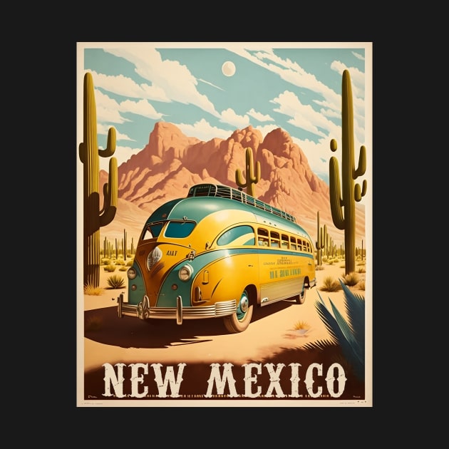 New Mexico Caravan Vintage Travel Art Poster by OldTravelArt