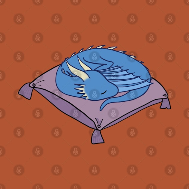 Cute blue dragon on cushion by ballooonfish