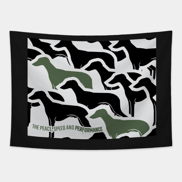 CAMO (STANDING BLACK'N GREEN) FOR SIGHTHOUND/GREYHOUND LOVERS Tapestry by islandb