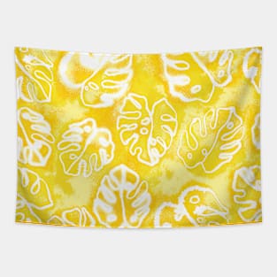 Yellow Vibrant Monstera Tapestry