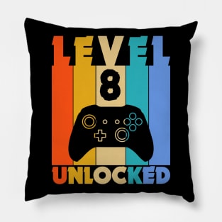 Level 8 Unlocked Funny Video Gamer Birthday Novelty T-Shirt Pillow