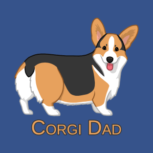 Cute Red Tricolor Pembroke Corgi Dog Dad T-Shirt