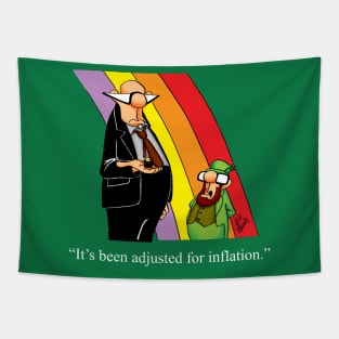 Funny Leprechaun St. Patrick’s Day Inflation Cartoon Humor Tapestry