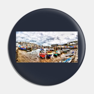 Mevagissey Harbor Fishing Boats Pin