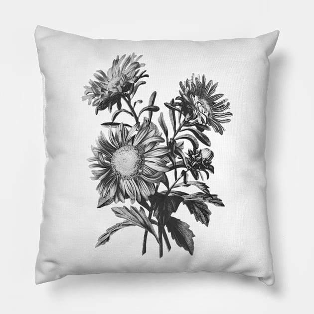 Black and white flowers Pillow by PallKris