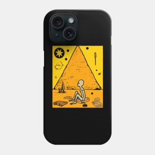 Ancient Egyptian Alien Pyramid Illustration - Extraterrestrial Art Phone Case