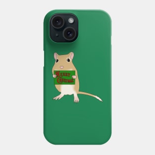 Cute golden gerbil says merry Christmas Phone Case