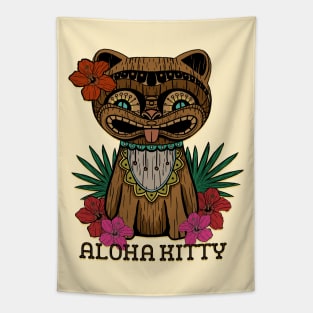 Aloha Kitty Tiki Totem Tapestry