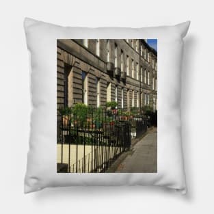 Flowers And Houses In Edinburgh Terrace Pillow