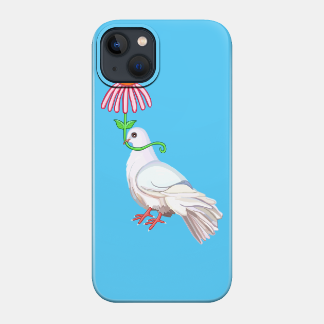 Dove with Flower Umbrella - Dove - Phone Case