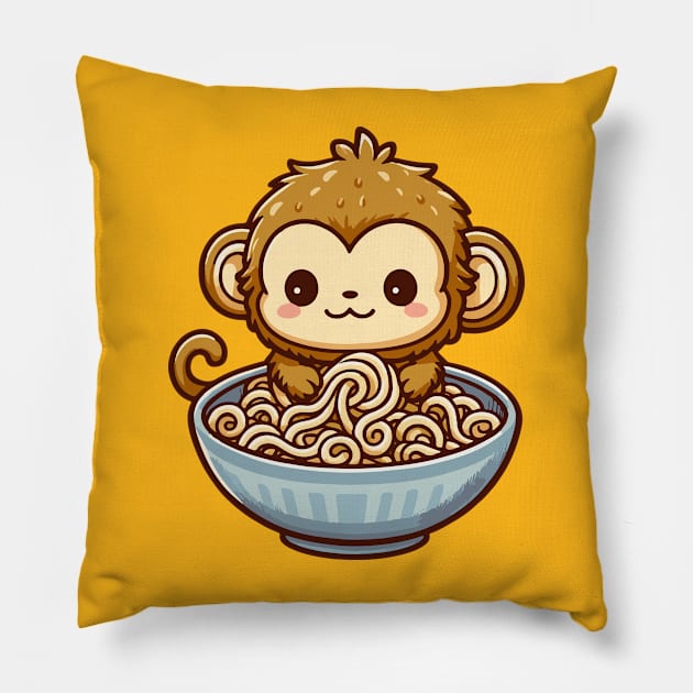 Cute chimp in Ramen Pillow by fikriamrullah