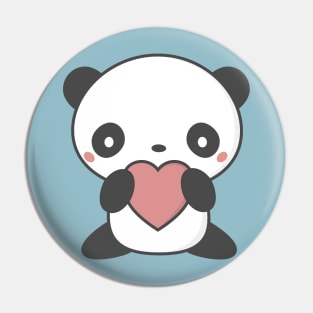 Kawaii Cute Panda With A Heart T-Shirt Pin