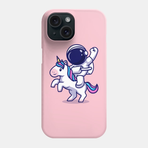 Astronaut Riding Unicorn Cartoon Phone Case by Catalyst Labs