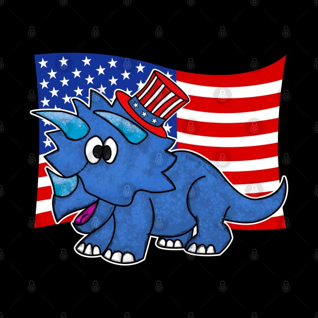 4th July Triceratops American Flag Dinosaur by doodlerob