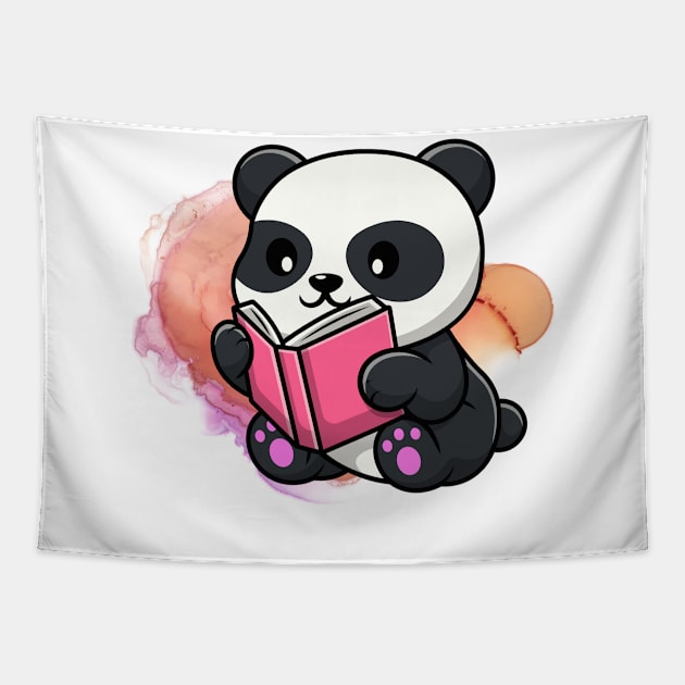 Cute Panda Reading Moment - Adorable Panda - Kawaii Panda Tapestry by Suga Collection