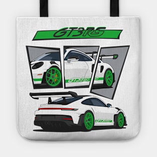 car 911 gt3 rs racing edition detail white green Tote