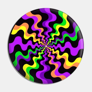 Retro Psychedelic Waves Pin