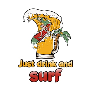 Trinken Saufen Alkohol Bier Surfen Surfer T-Shirt